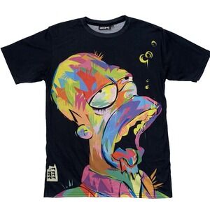 Homer Simpson T Shirt Mens M iEDM.com Color Splash Rave Abstract Trippy Festival